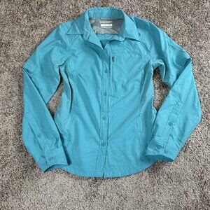 Columbia Omni Shade Shirt Womens XS Blue Sun Protection Hiking Fishing Outdoor